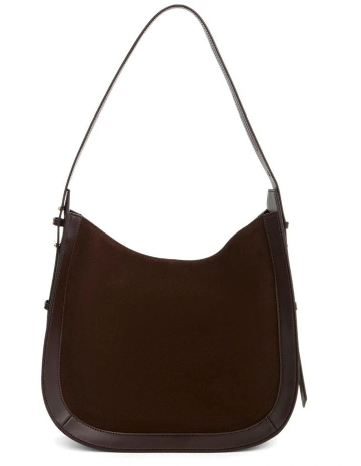 Fran Shoulder Bag in Chocolate Suede image 4
