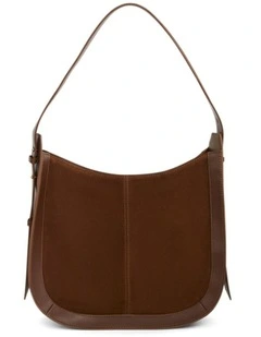 Fran Shoulder Bag in Tan Suede