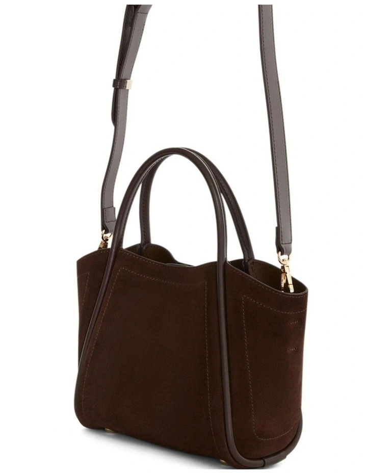 Frida Tote Bag in Chocolate Suede image 2