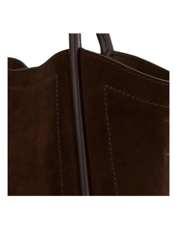 Frida Tote Bag in Chocolate Suede image 3