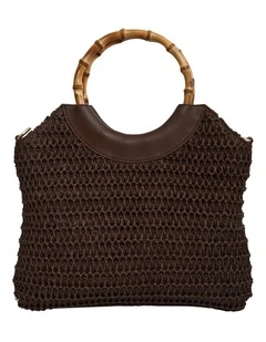 Laos Tote Bag in Chocolate Raffia