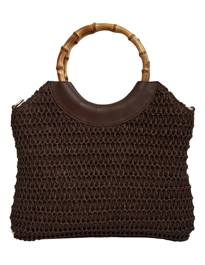 Laos Tote Bag in Chocolate Raffia image 1
