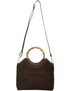 Laos Tote Bag in Chocolate Raffia