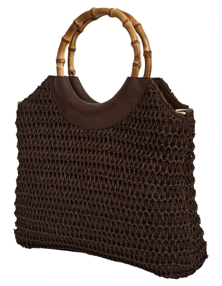 Laos Tote Bag in Chocolate Raffia image 2