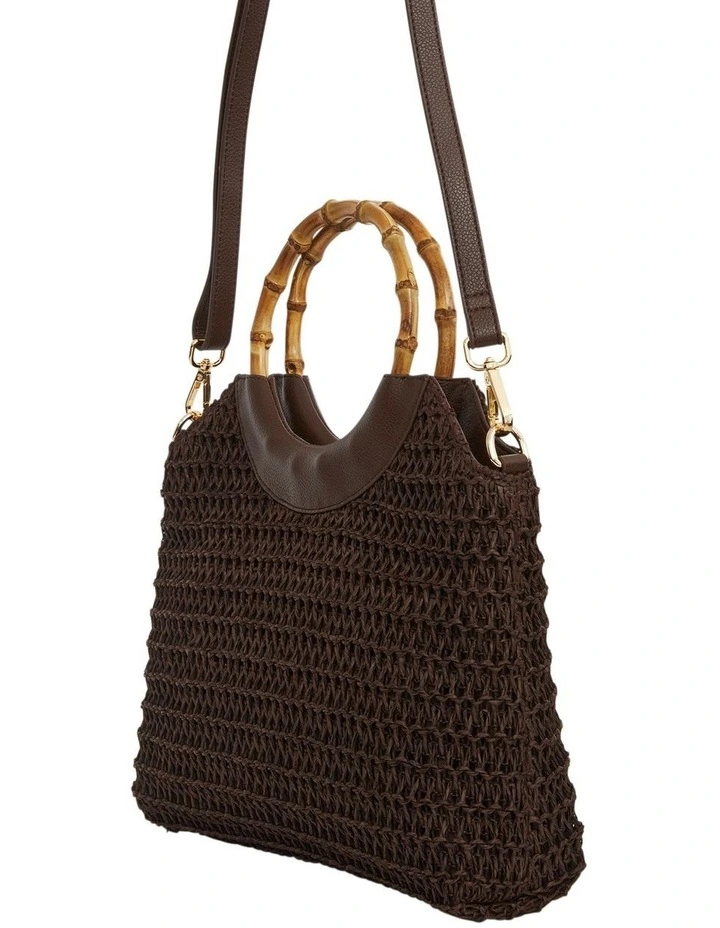 Laos Tote Bag in Chocolate Raffia image 2