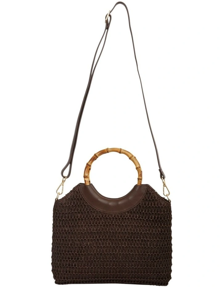 Laos Tote Bag in Chocolate Raffia image 4