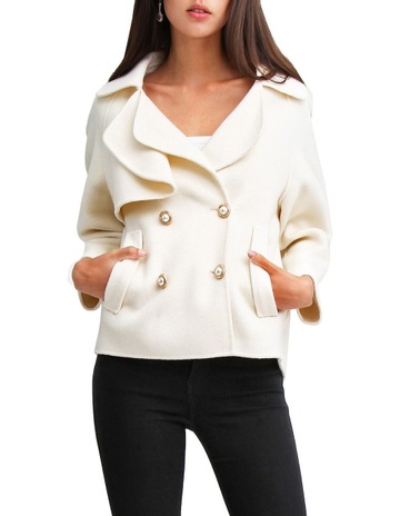 Cream Wool Blend Peacoat | MYER