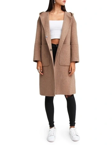 Walk This Way Wool Blend Oversized Coat Oat