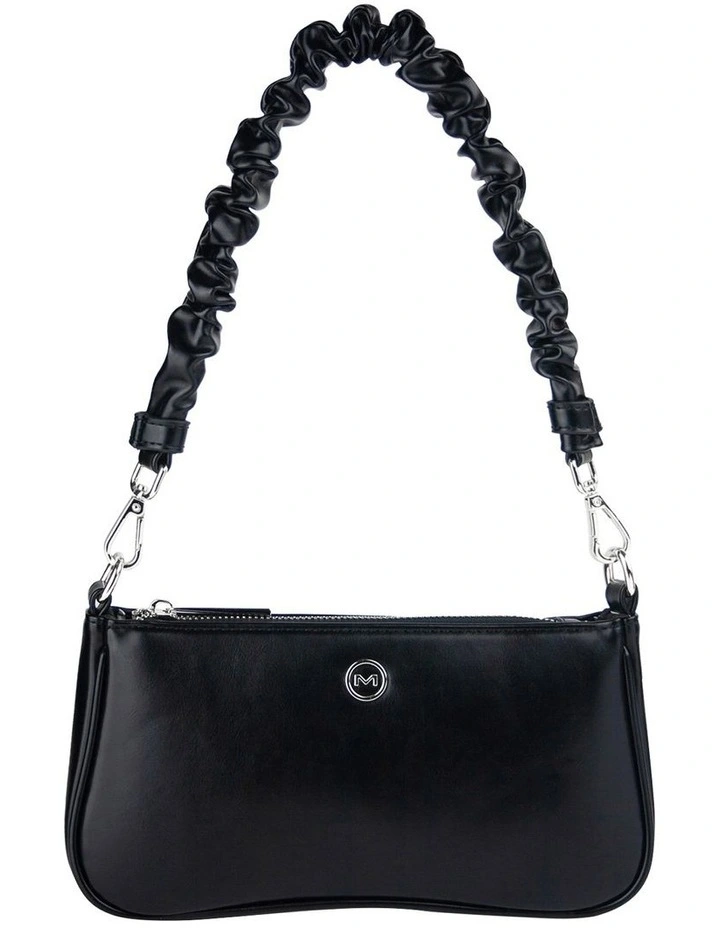 Carly Rushed Strap Shoulder Bag in Black image 1