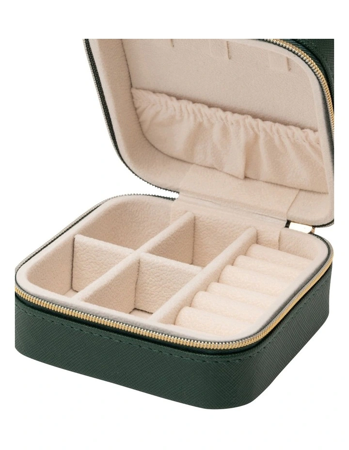 Mocha Square Zipper Jewellery Case In Green MYER