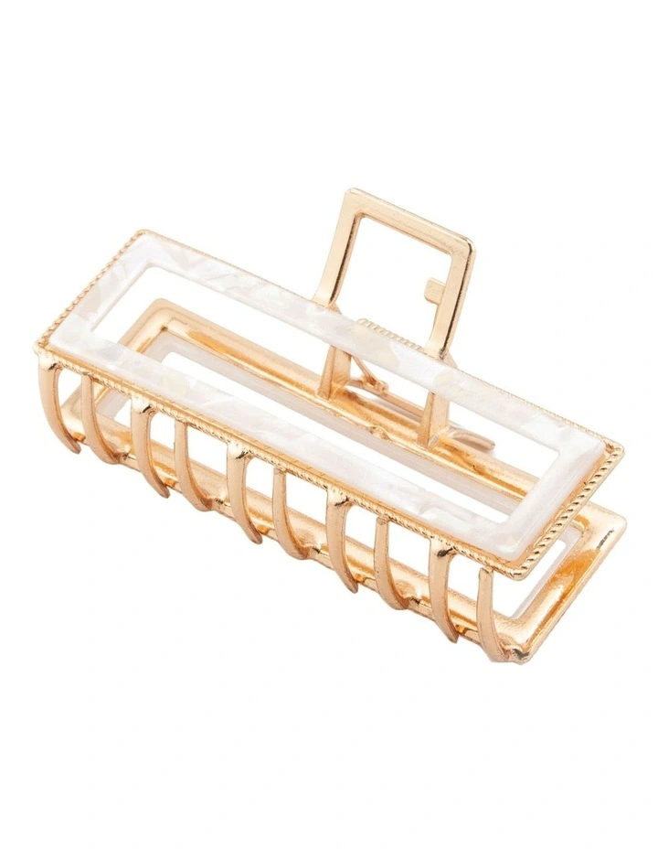 Mocha Rectangular Hair Clip In Gold MYER