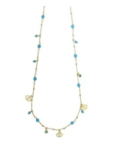 Mocha Gregio Simply Me/Tiny Shiny Single Chain Necklace w/ Turquoise enamel beads