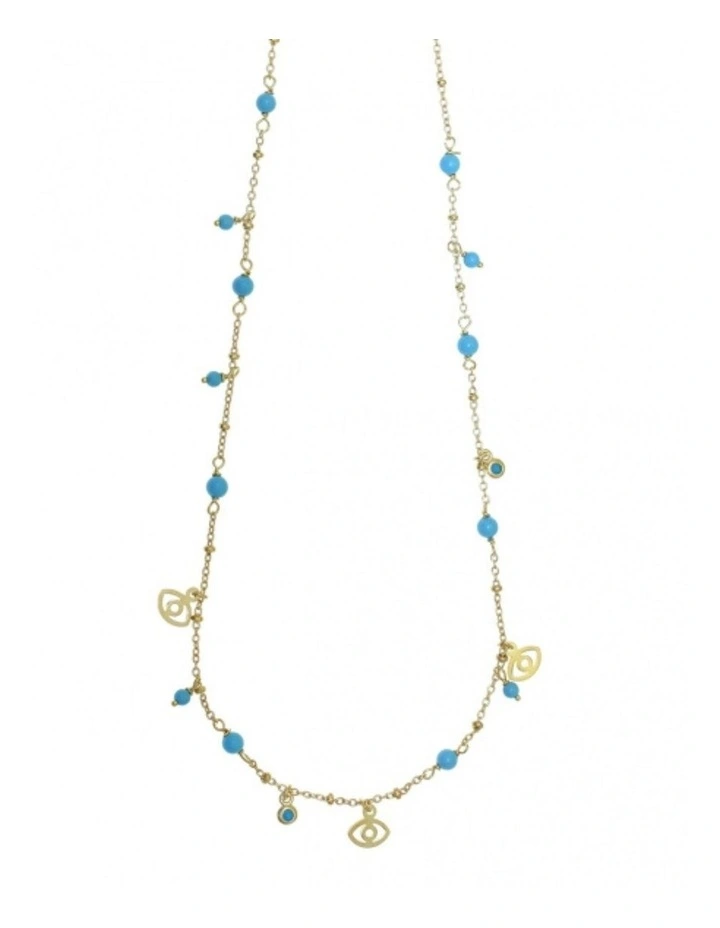Mocha Gregio Simply Me/Tiny Shiny Single Chain Necklace w/ Turquoise enamel beads image 1