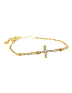 Gregio Simply Me/Tiny Shiny Bracelet With large Cz Cross in Gold