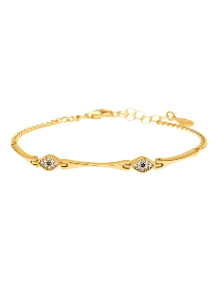 Mocha Gregio Simply Me/Tiny Shiny segmented Bracelet w/ two small Cz Evil eyes image 1