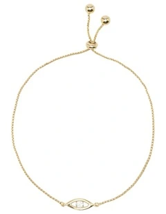 Mocha Adjustable Evil Eye Bracelet with CZ - Light Gold