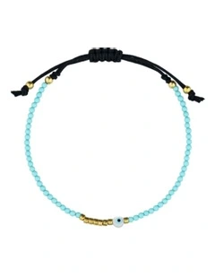 Mocha Gregio Simly Me/ New In 925 Yg Plated w/ Turquoise, evil eye and cord