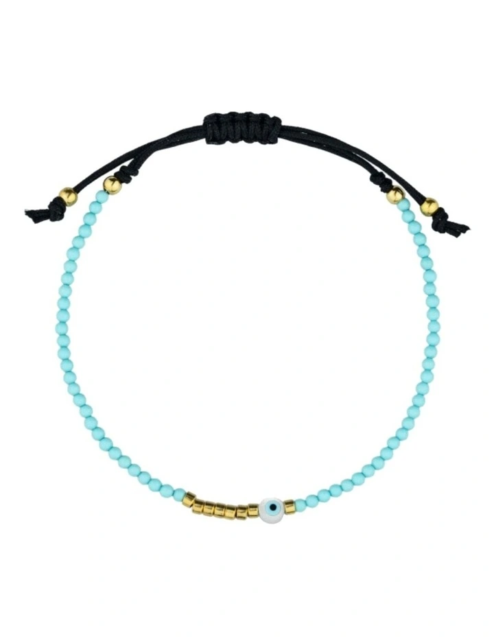Mocha Gregio Simly Me/ New In 925 Yg Plated w/ Turquoise, evil eye and cord image 1