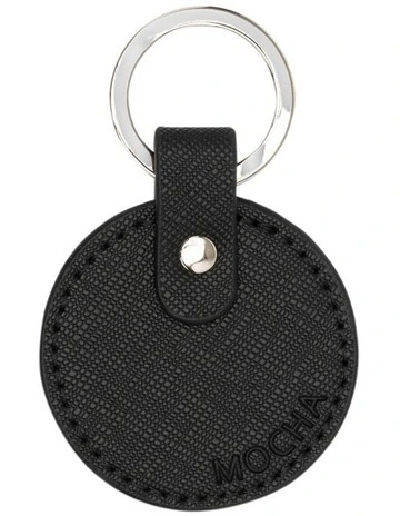 Kristin Leather Key Ring in Black