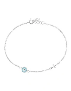 Gregio Wish Lucky Moments Bracelet With Evil Eye And Cross in Silver