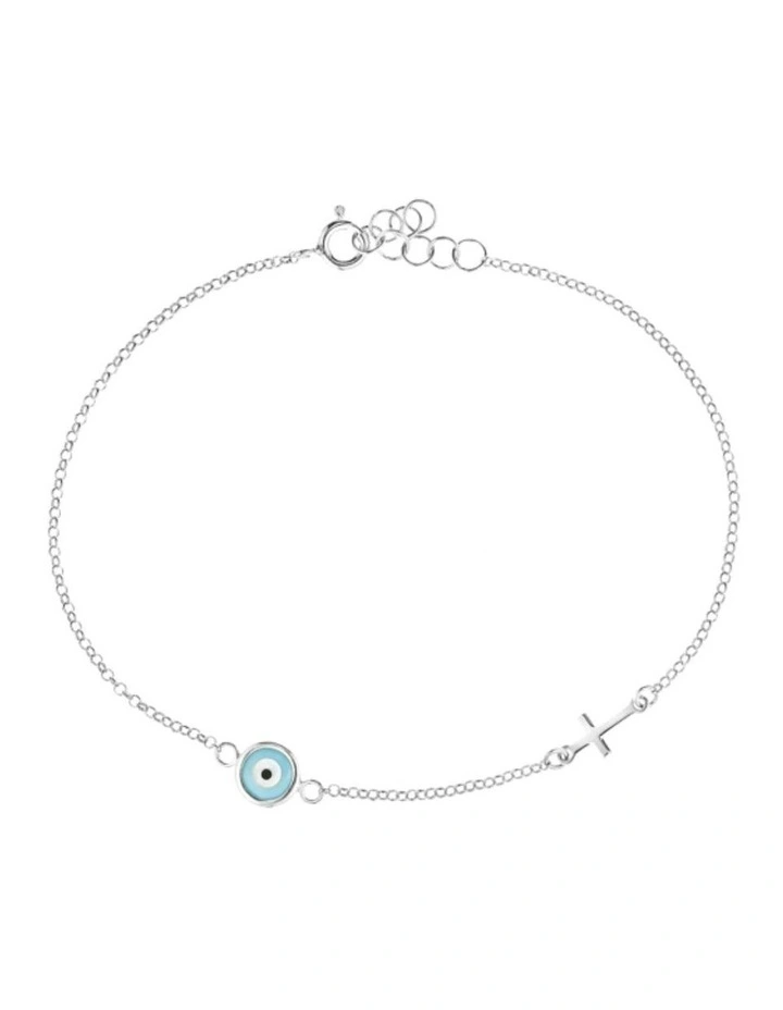Gregio Wish Lucky Moments Bracelet With Evil Eye And Cross in Silver image 1