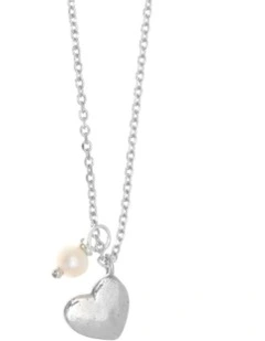 Gregio Simply Me Tiny Shiny Necklace With Heart And Pearl in Silver