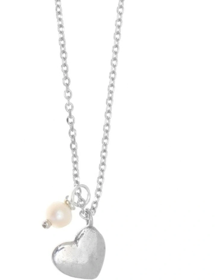 Gregio Simply Me Tiny Shiny Necklace With Heart And Pearl in Silver image 1