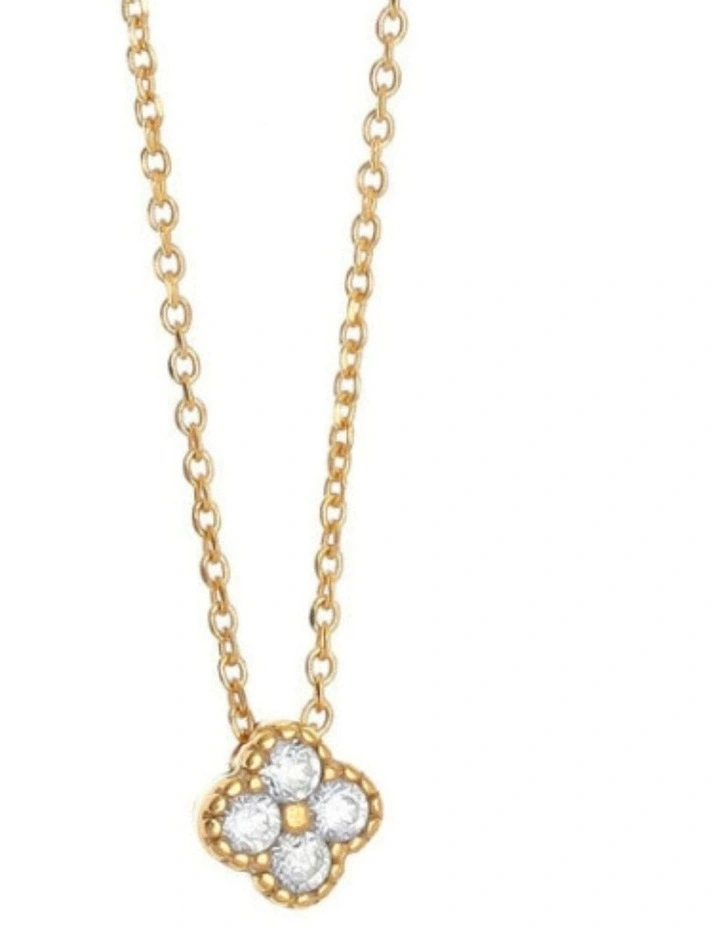 Gregio Simply Me Tiny Shiny Yg Necklace With Flower in Gold image 1