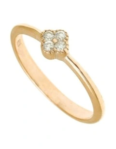 Gregio Simply Tiny Shiny Cz Flower Ring in Gold