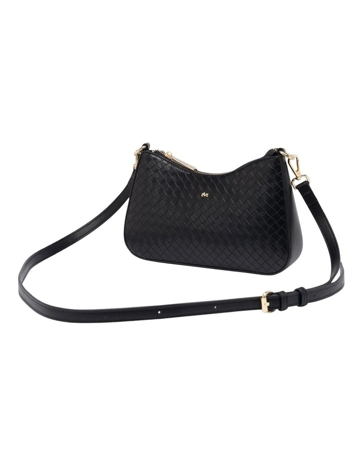 Lucy Woven Crossbody Bag in Black image 2