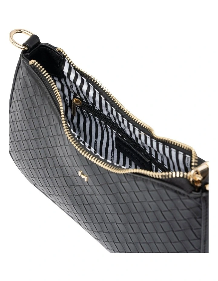 Lucy Woven Crossbody Bag in Black image 3