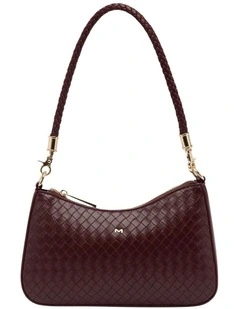 Lucy Woven Crossbody Bag in Burgundy