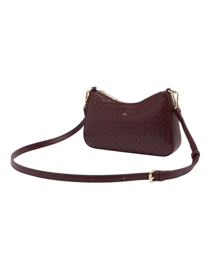 Lucy Woven Crossbody Bag in Burgundy image 2