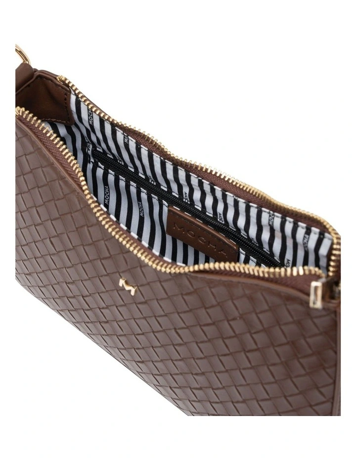 Lucy Woven Crossbody Bag in Brown image 3
