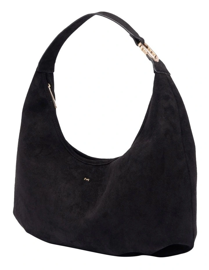 June Suede Hobo Bag in Black image 2