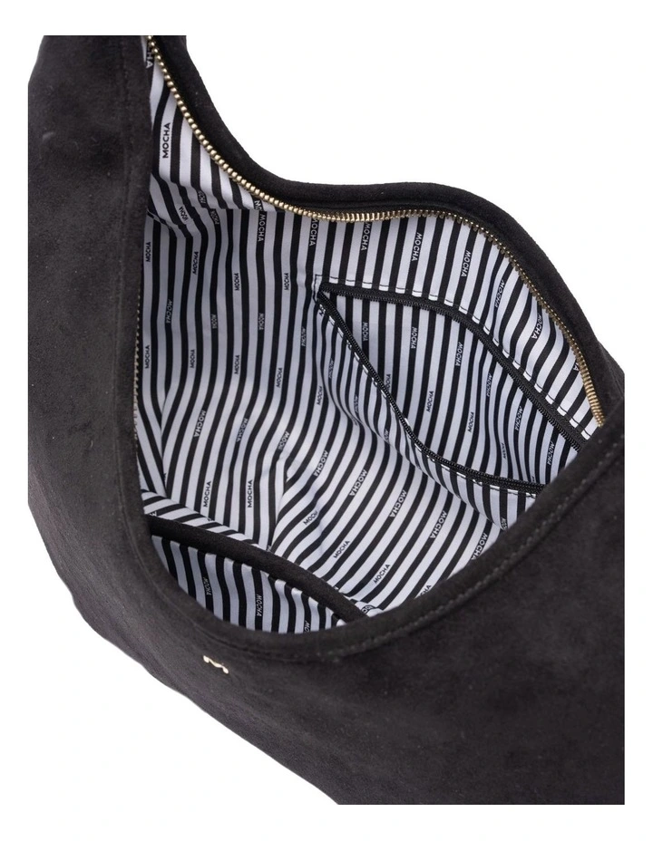 June Suede Hobo Bag in Black image 3