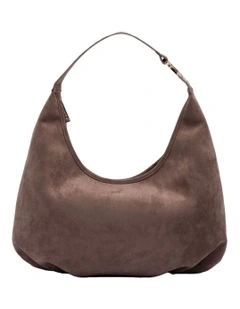 June Suede Hobo Bag in Taupe