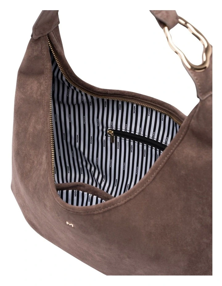 June Suede Hobo Bag in Taupe image 3