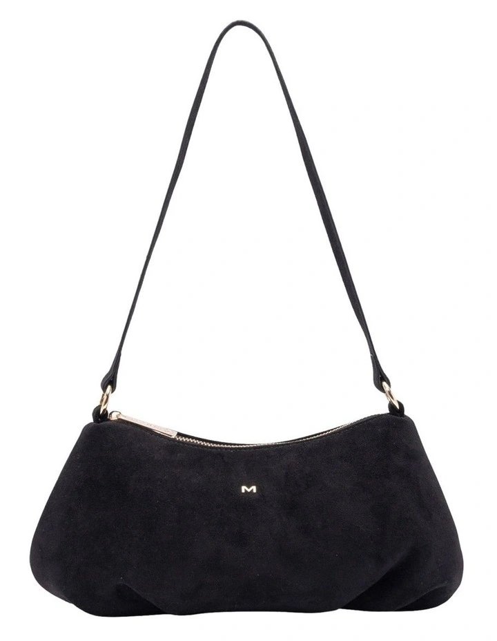 June Suede Shoulder Bag in Black image 1