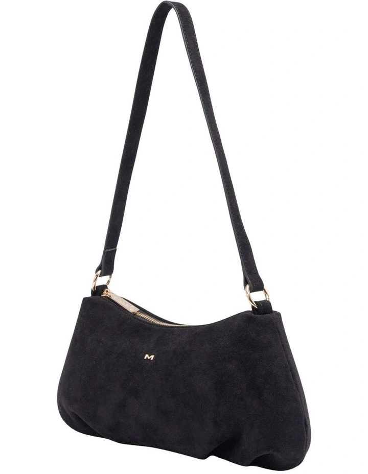 June Suede Shoulder Bag in Black image 2