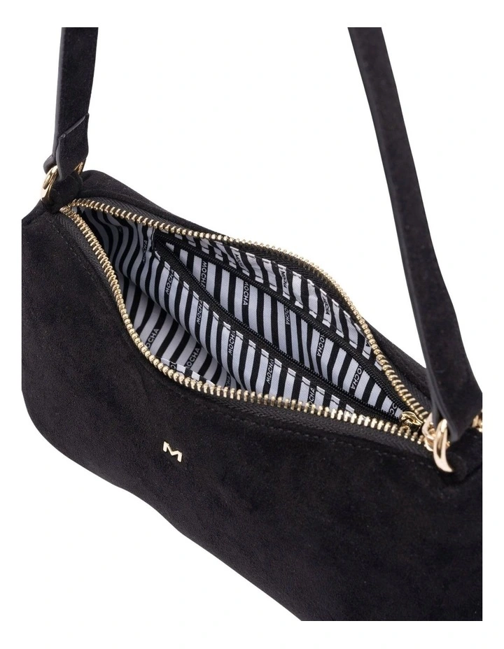 June Suede Shoulder Bag in Black image 3