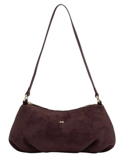 June Suede Shoulder Bag in Burgundy