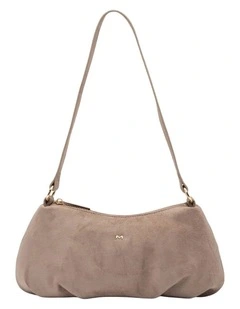 June Suede Shoulder Bag in Taupe