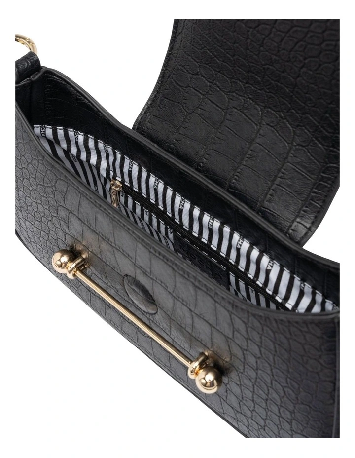 Alexis Crossbody Bag in Black Croc image 3