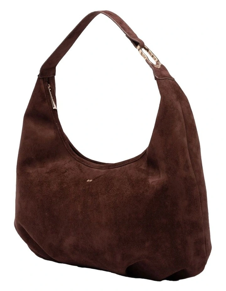 June Suede Hobo Bag in Choc image 2