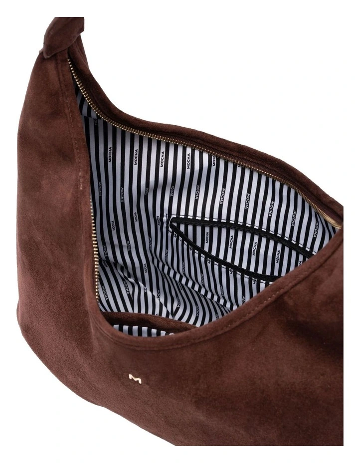 June Suede Hobo Bag in Choc image 3