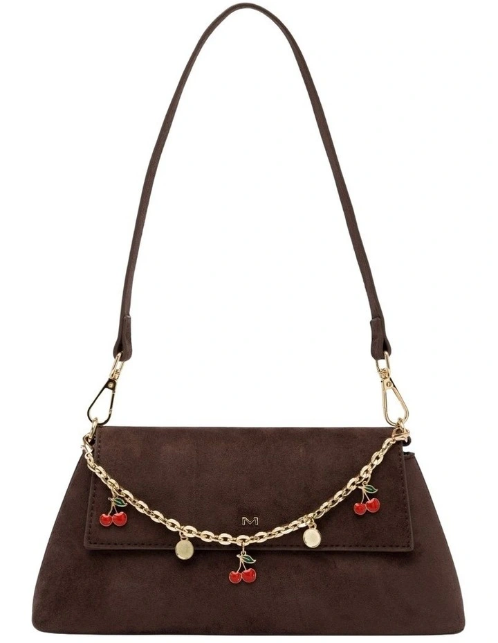 Ava Baguette Suede Crossbody Bag in Espresso image 1