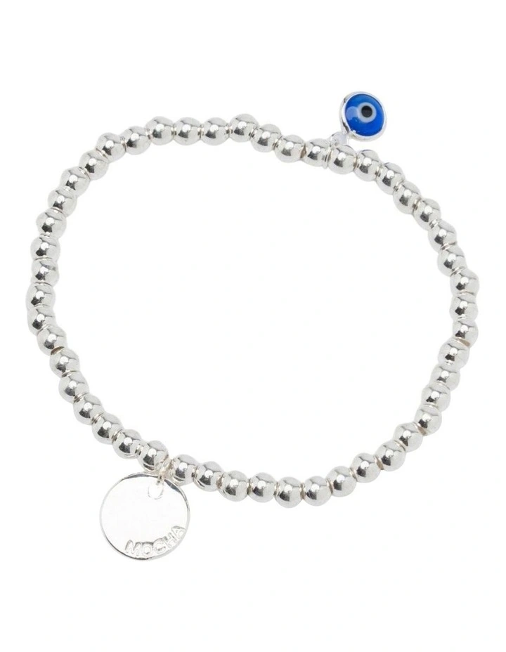 Isadora Stretchy Evil Eye Bracelet in Silver image 1