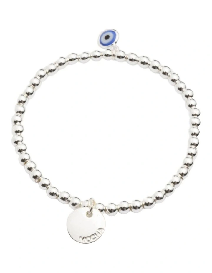 Isadora Stretchy Evil Eye Bracelet in Silver image 2