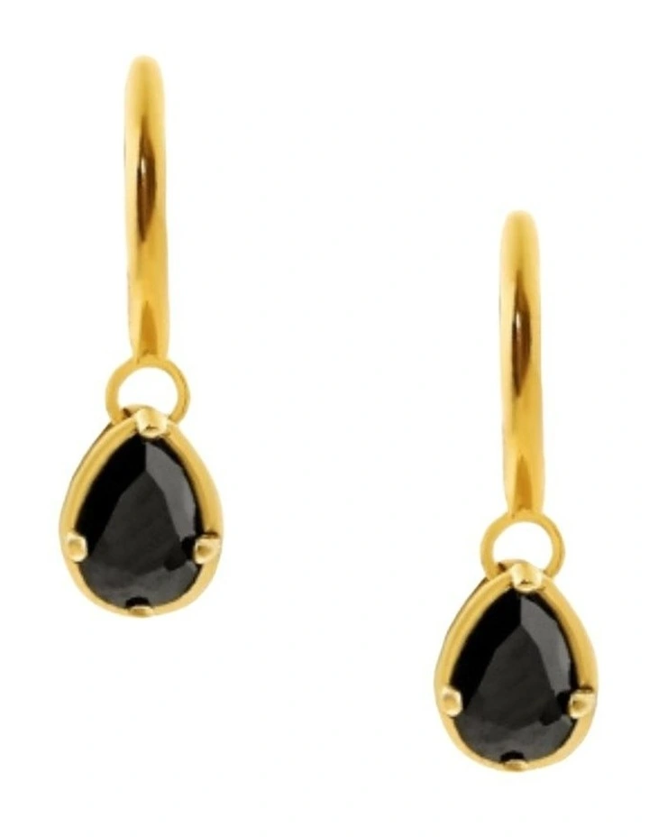 Gregio Simply Tiny Shiny Yg Hoops With Black CZ in Gold image 1